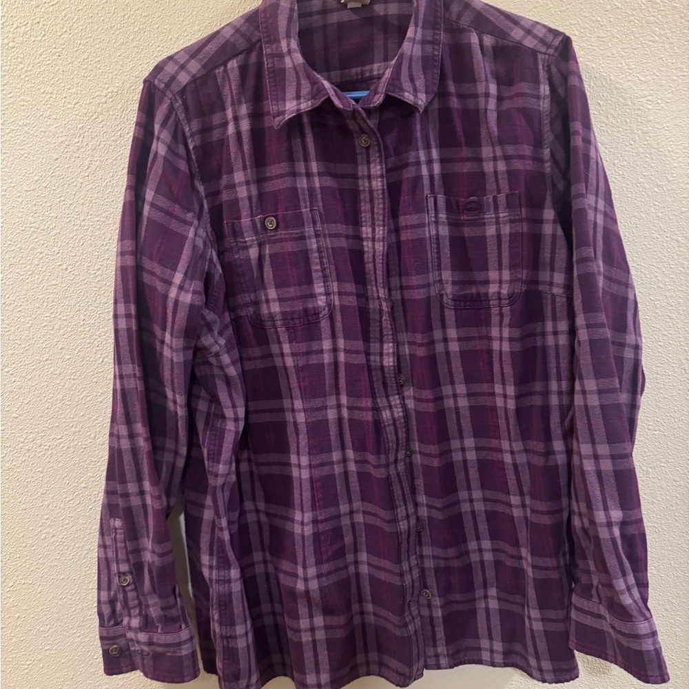 Duluth Trading Co Purple Plaid Casual Shirt